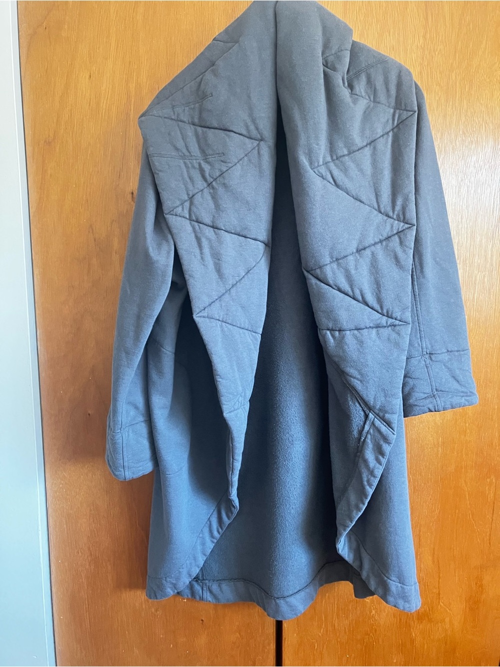Women's Open Front Quilted Draped Coat - Gray